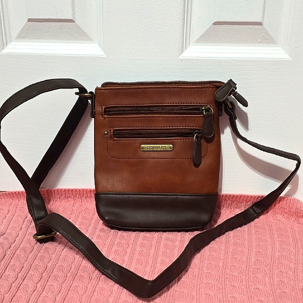 Stone & Co. Brown and Black Crossbody Bag with Adjustable Strap